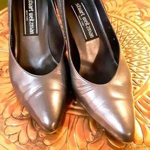 STUART WEITZMAN SILVER LEATHER HEELS SHOES